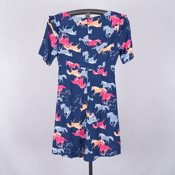 ModCloth Women's Size SMALL Neon Stampede Dress Ruffle Festival Western Skater - Picture 5 of 6